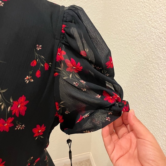 Calvin Klein Black Dress with Red Floral Design - Picture 2 of 10